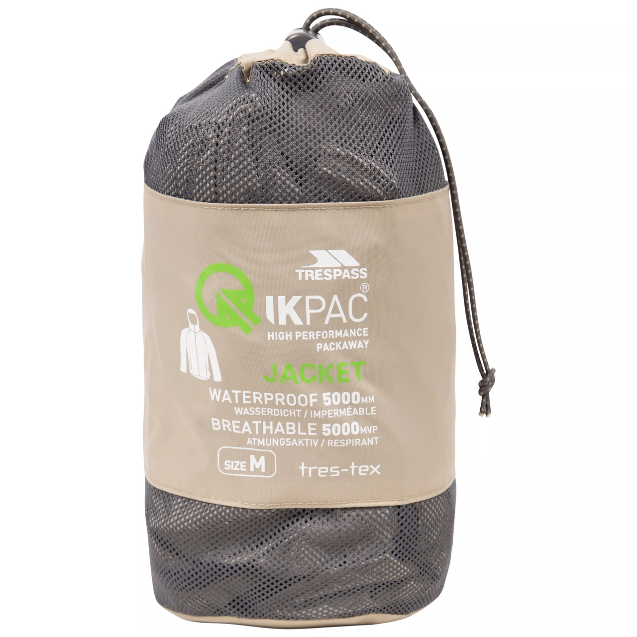 Trespass Unisex Qikpak Packable Waterproof Jacket Oat Beige - Renna Clothing