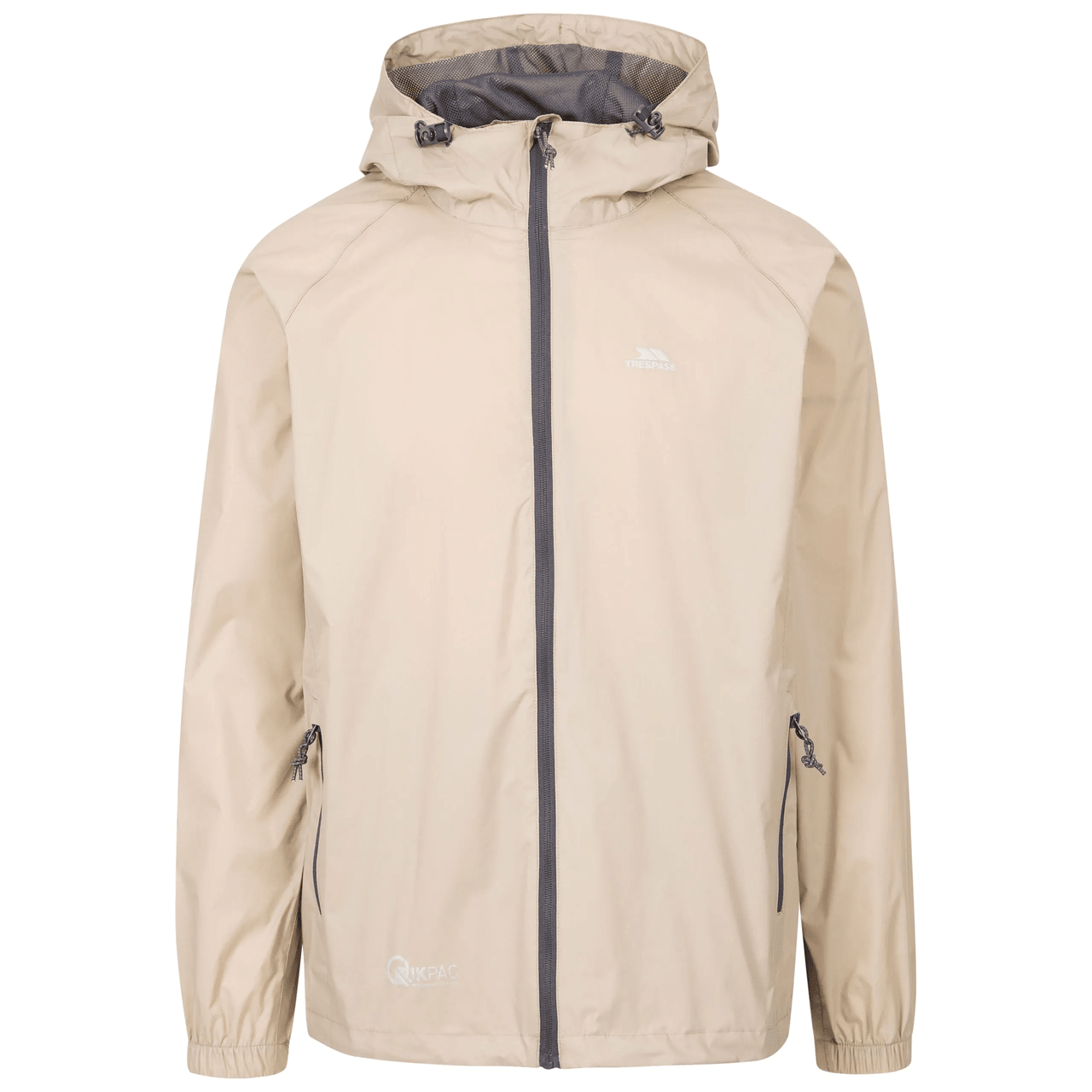 Trespass Unisex Qikpak Packable Waterproof Jacket Oat Beige - Renna Clothing