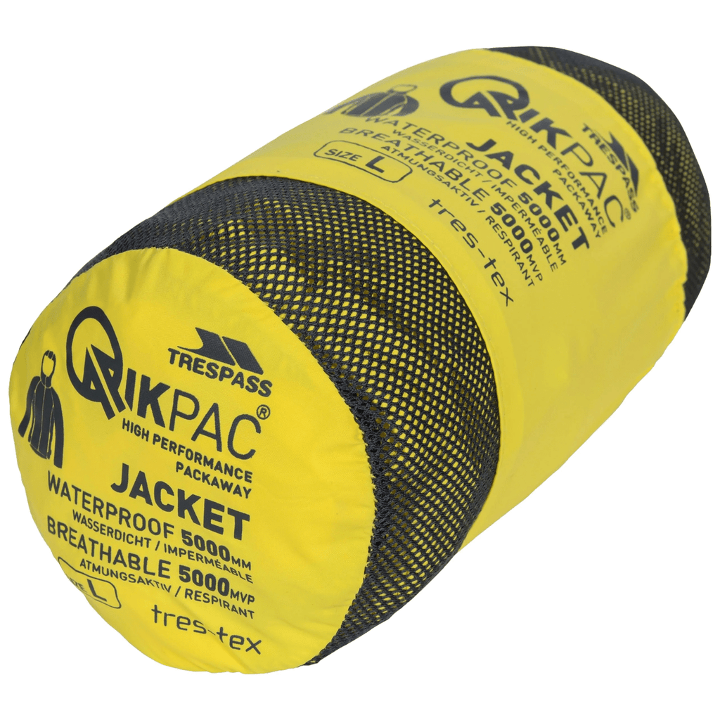 Trespass Unisex Qikpak Packable Waterproof Jacket Yellow - Renna Clothing