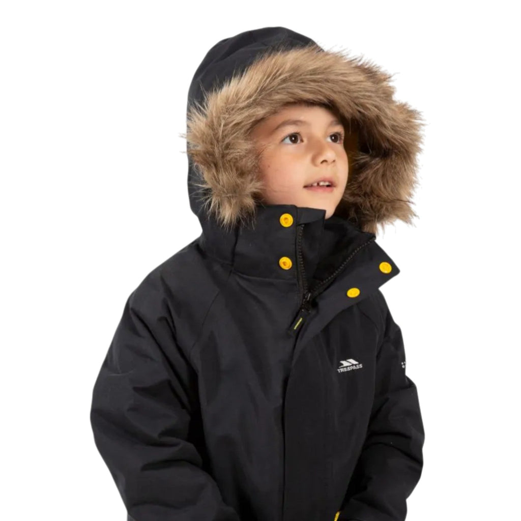 Trespass Upbeat Kids Waterproof Padded Parka Jacket Black - Renna Clothing