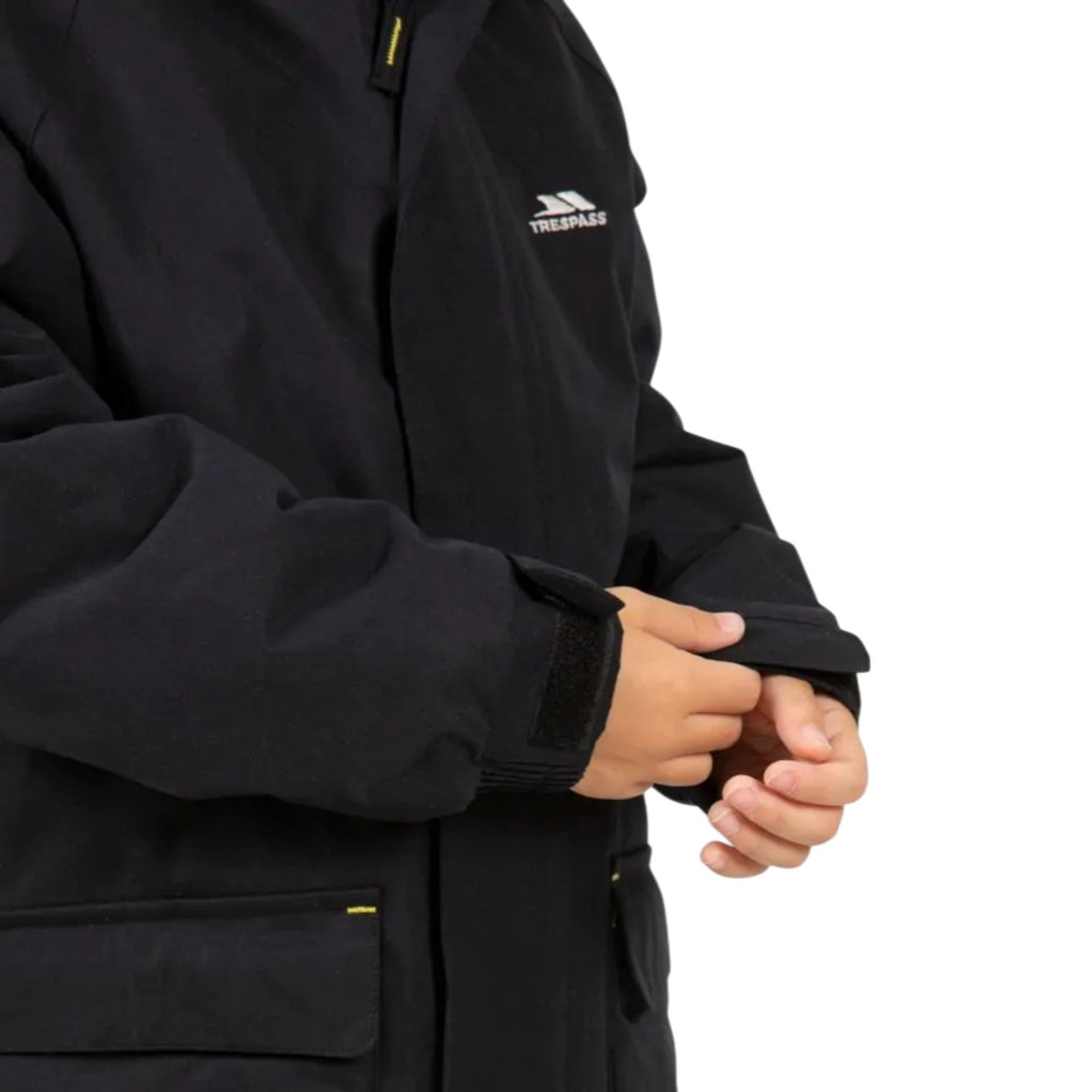Trespass Upbeat Kids Waterproof Padded Parka Jacket Black - Renna Clothing