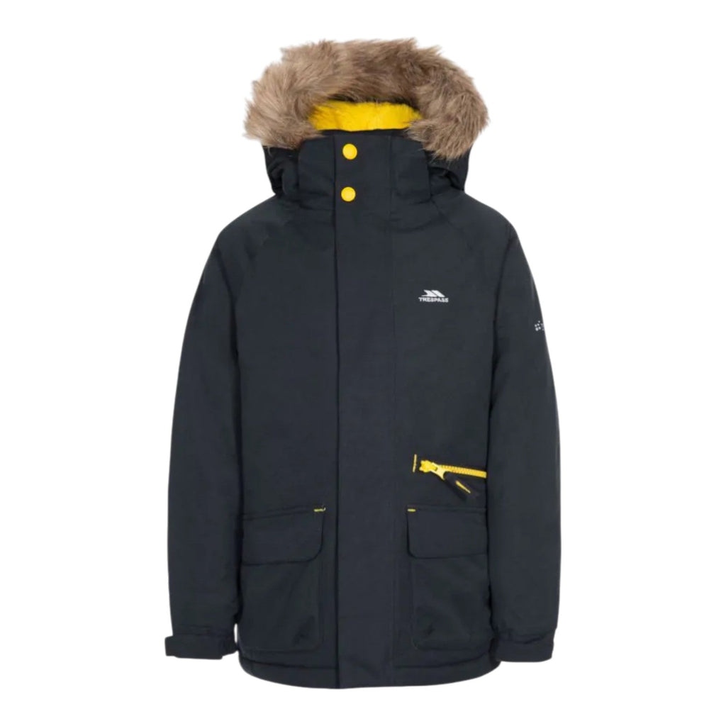Trespass Upbeat Kids Waterproof Padded Parka Jacket Black - Renna Clothing