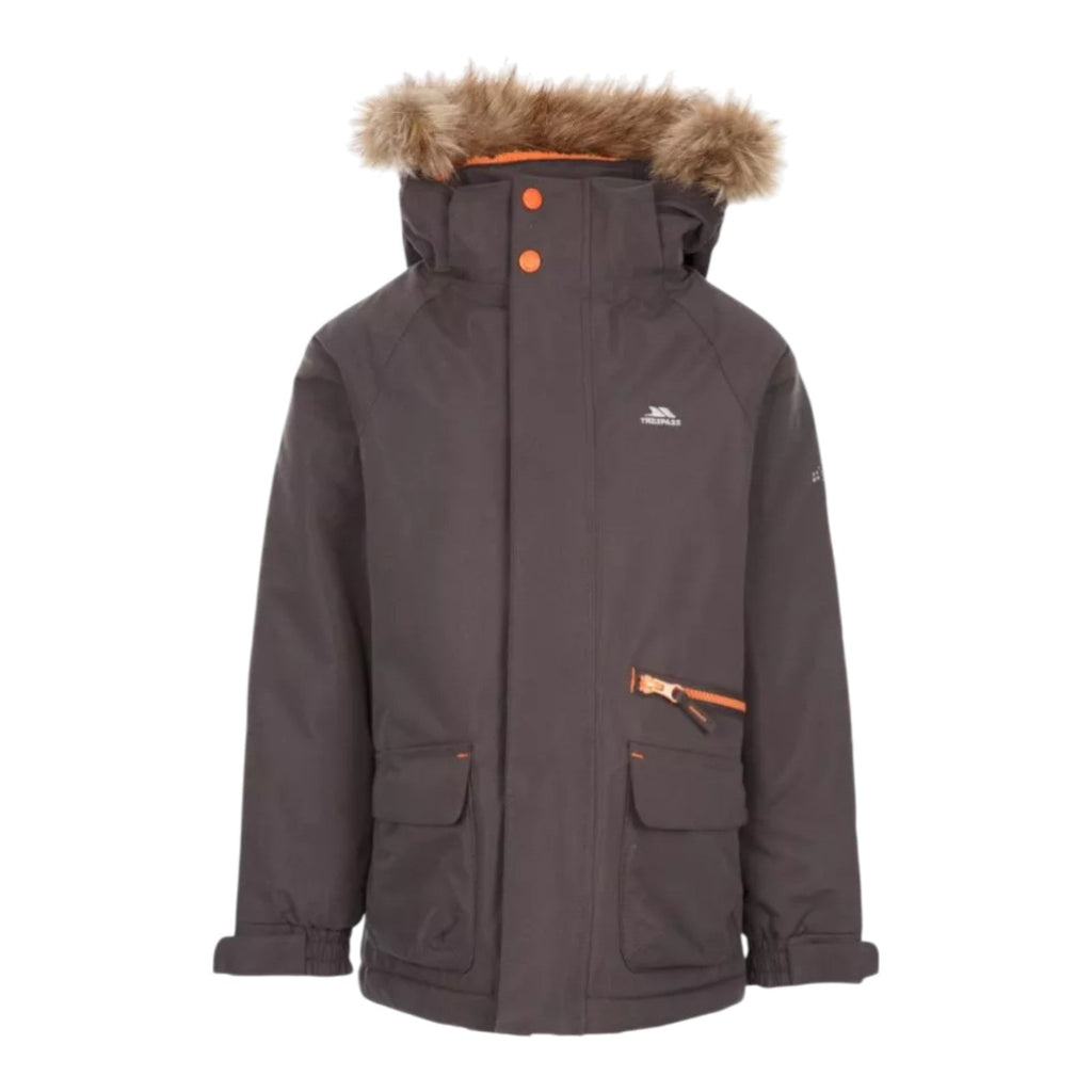 Trespass Upbeat Kids Waterproof Padded Parka Jacket Dark Grey - Renna Clothing