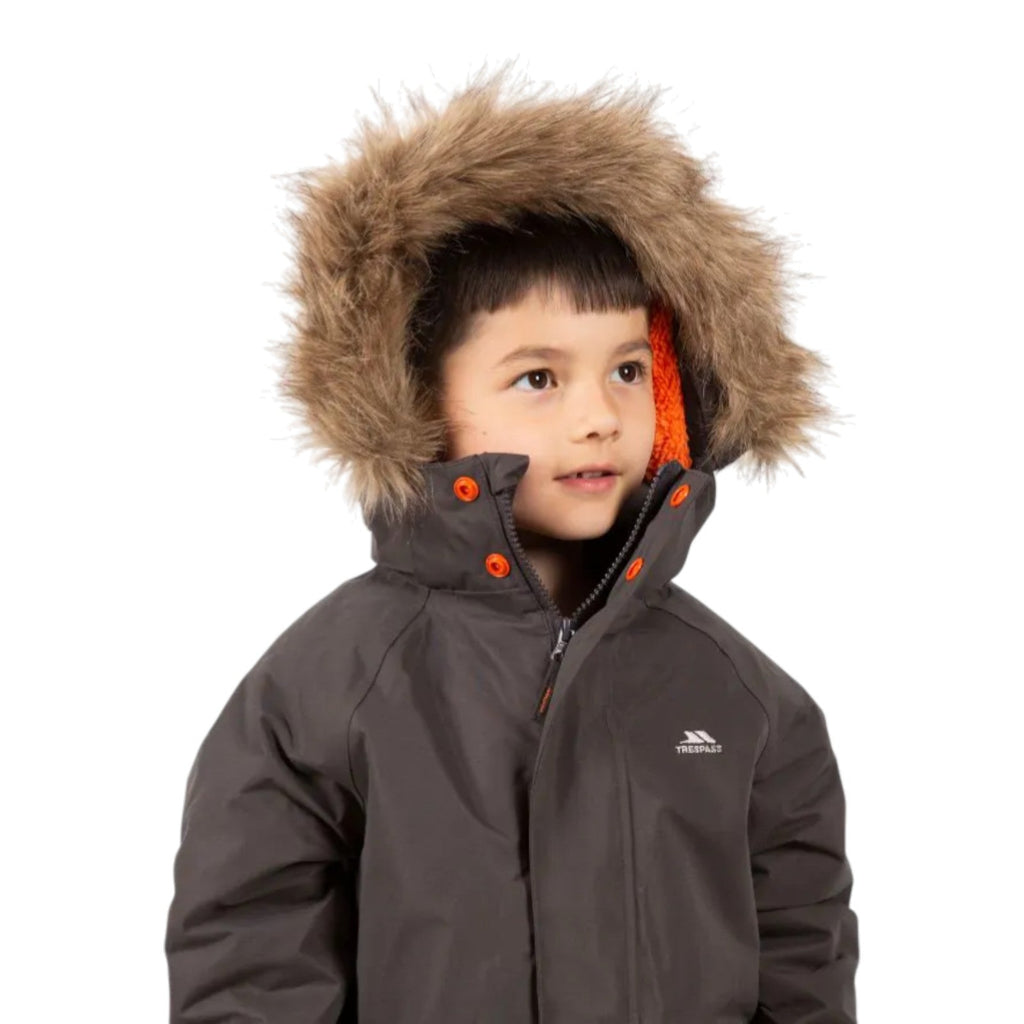 Trespass Upbeat Kids Waterproof Padded Parka Jacket Dark Grey - Renna Clothing