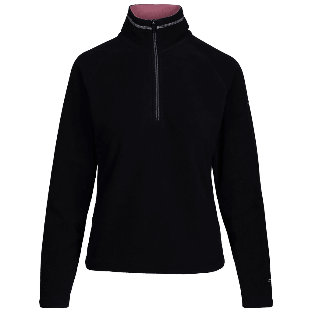 Trespass Women's Skylar Lightweight Half Zip Fleece Black Light Mulberry - Renna Clothing