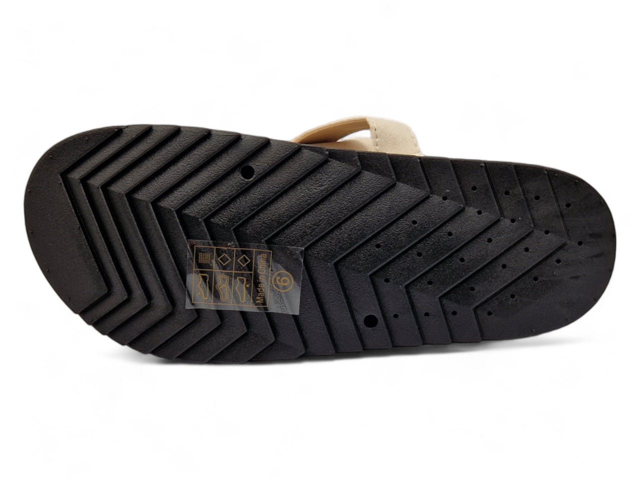 Womens Double Buckle Footbed Sandals Nude - Renna Clothing