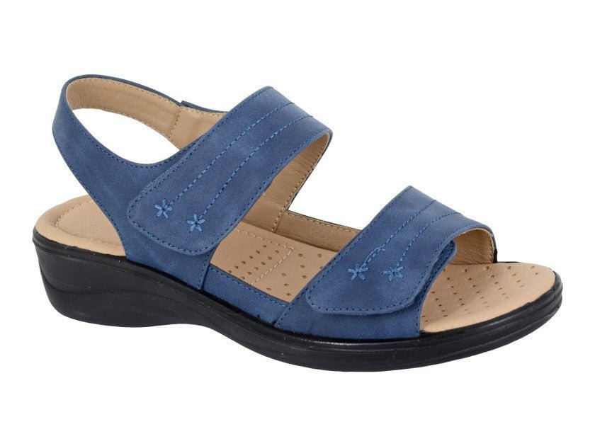 Women's Double Strap Comfort Sandals Navy Blue - Renna Clothing