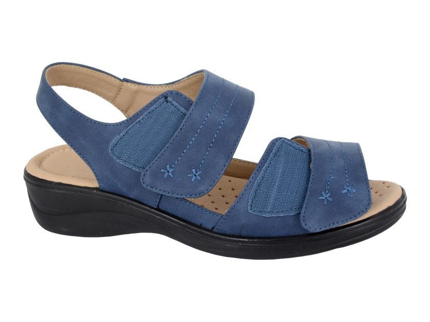 Women's Double Strap Comfort Sandals Navy Blue - Renna Clothing