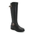 Women's Faux Leather Knee High Riding Boot Black - Renna Clothing