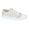 Women's Floral Lace Up Canvas Plimsolls Grey - Renna Clothing