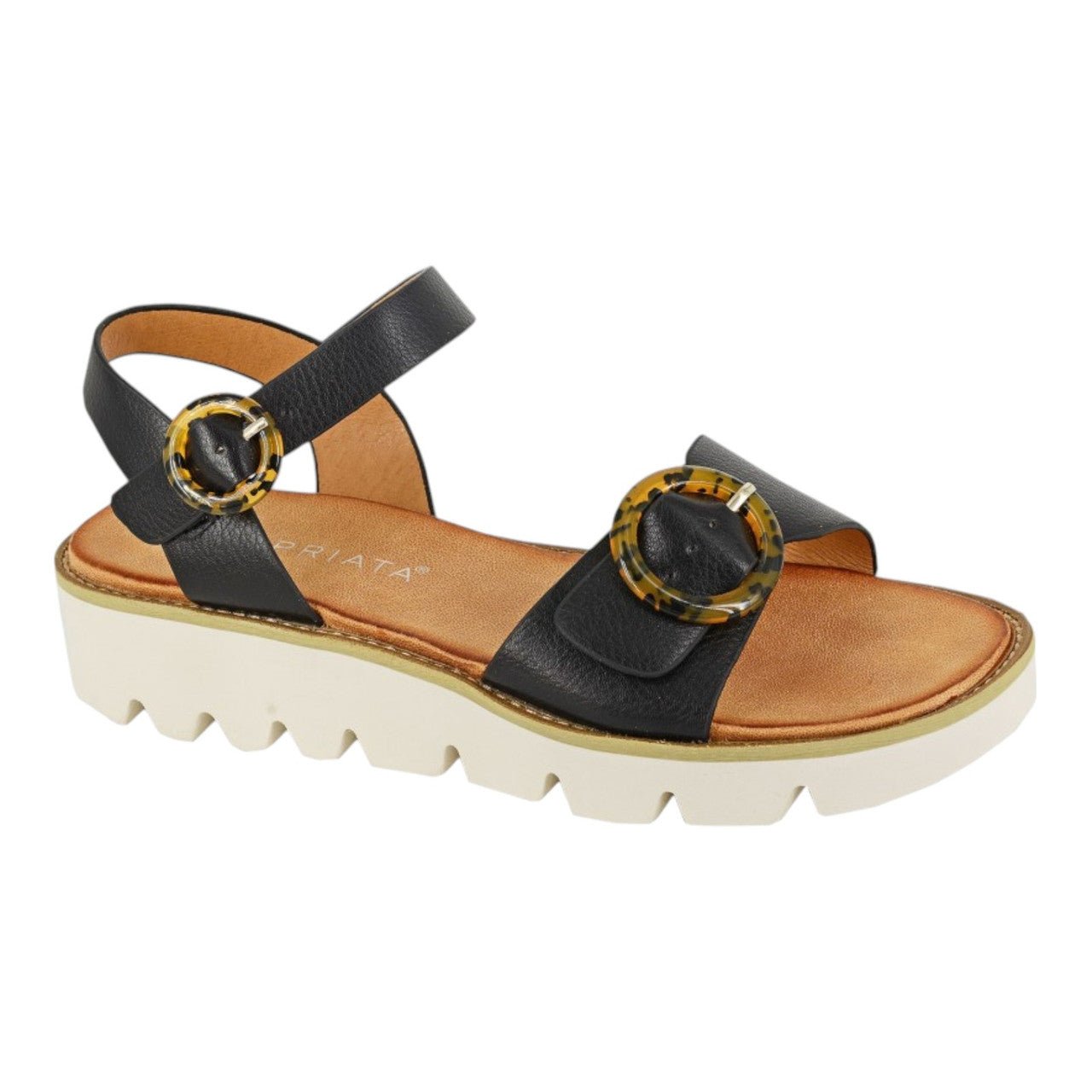 Women's Gladiator Chunky Buckle Sandals Black - Renna Clothing