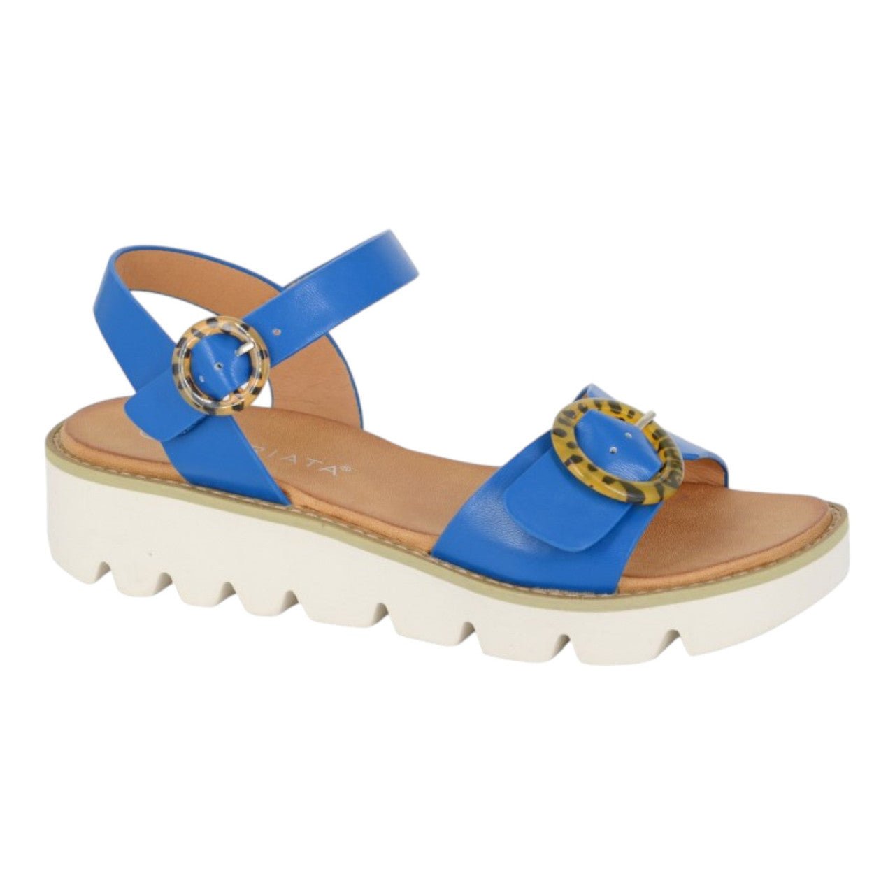 Women's Gladiator Chunky Buckle Sandals Blue - Renna Clothing
