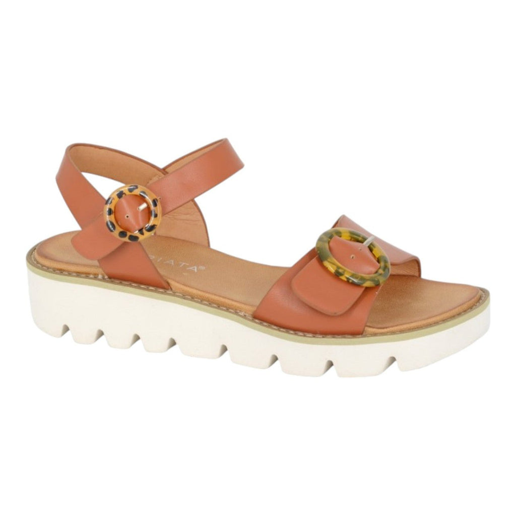 Women's Gladiator Chunky Buckle Sandals Tan Brown - Renna Clothing