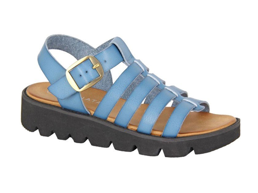 Women's Gladiator Chunky Sandals Blue - Renna Clothing