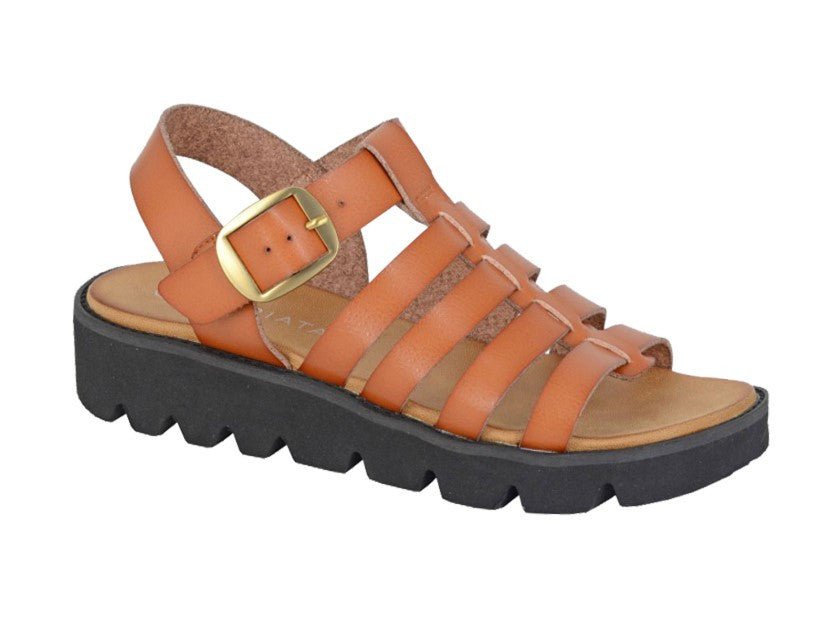 Women's Gladiator Chunky Sandals Tan Brown - Renna Clothing