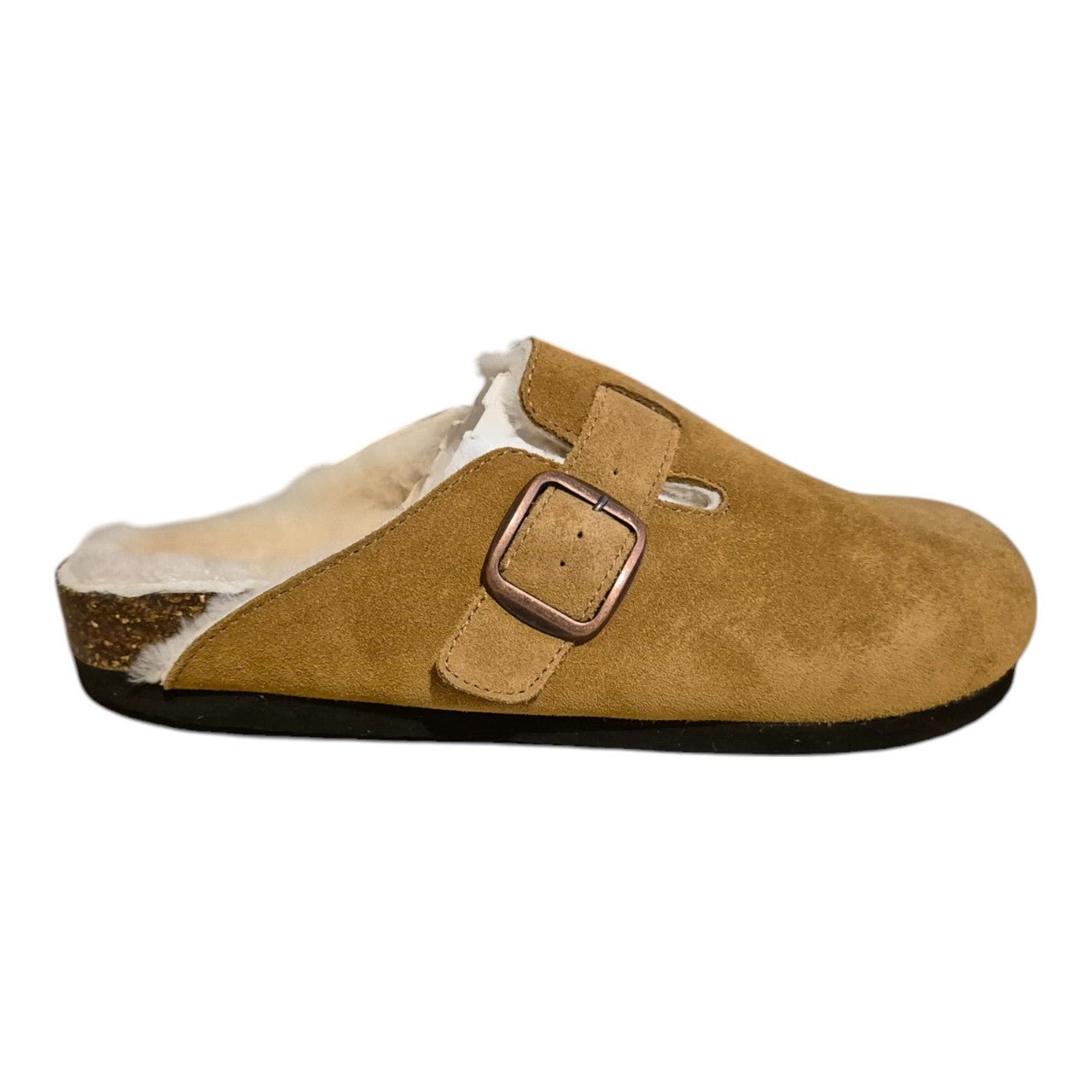 Womens Leather Mule Toe Covered Sandals Brown - Renna Clothing