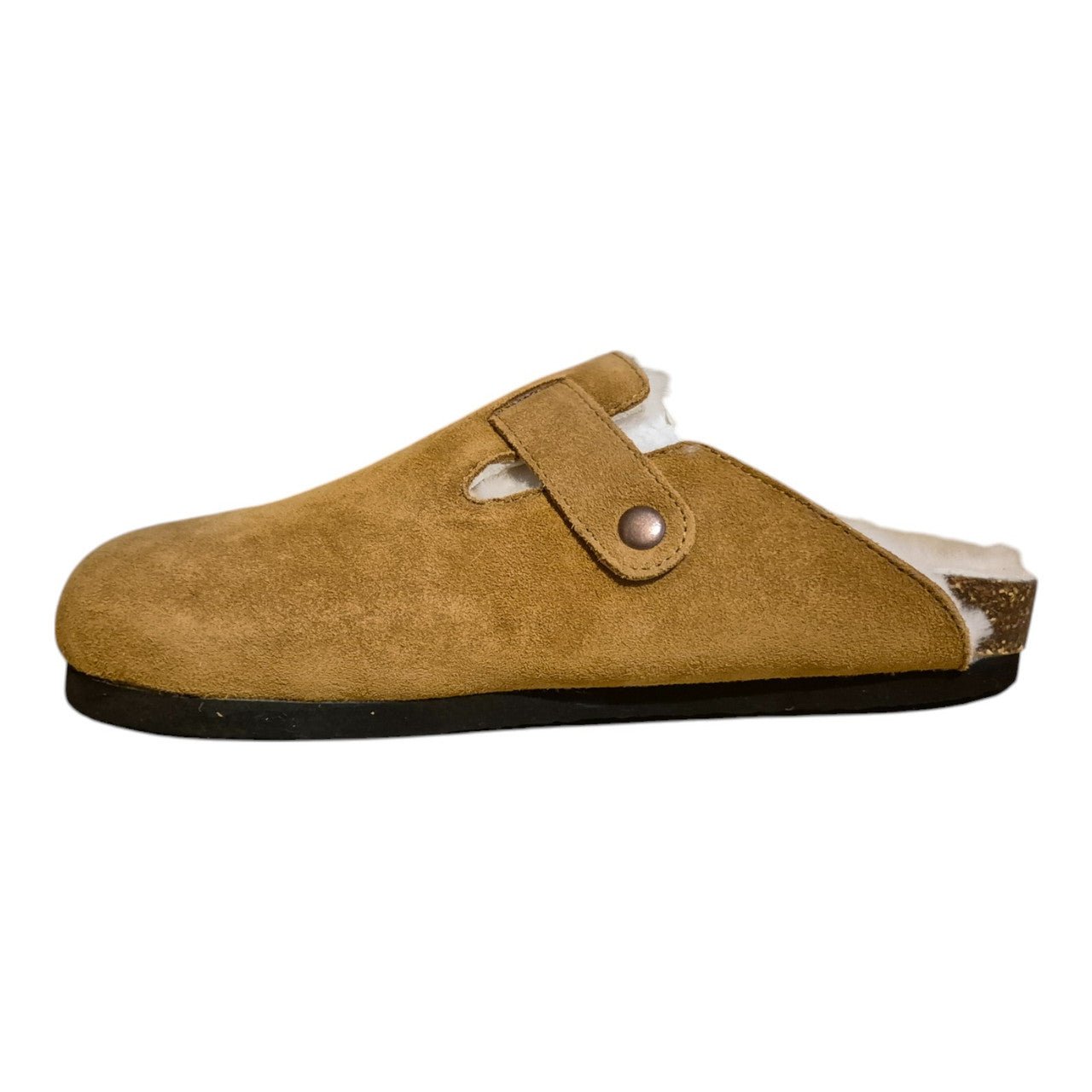 Womens Leather Mule Toe Covered Sandals Brown - Renna Clothing