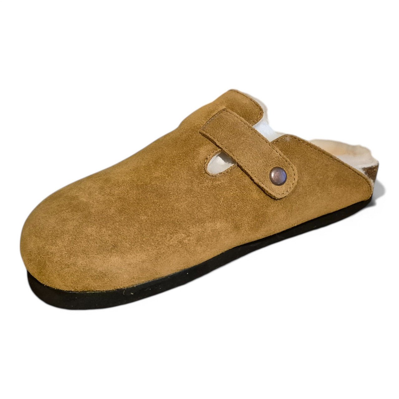 Womens Leather Mule Toe Covered Sandals Brown - Renna Clothing