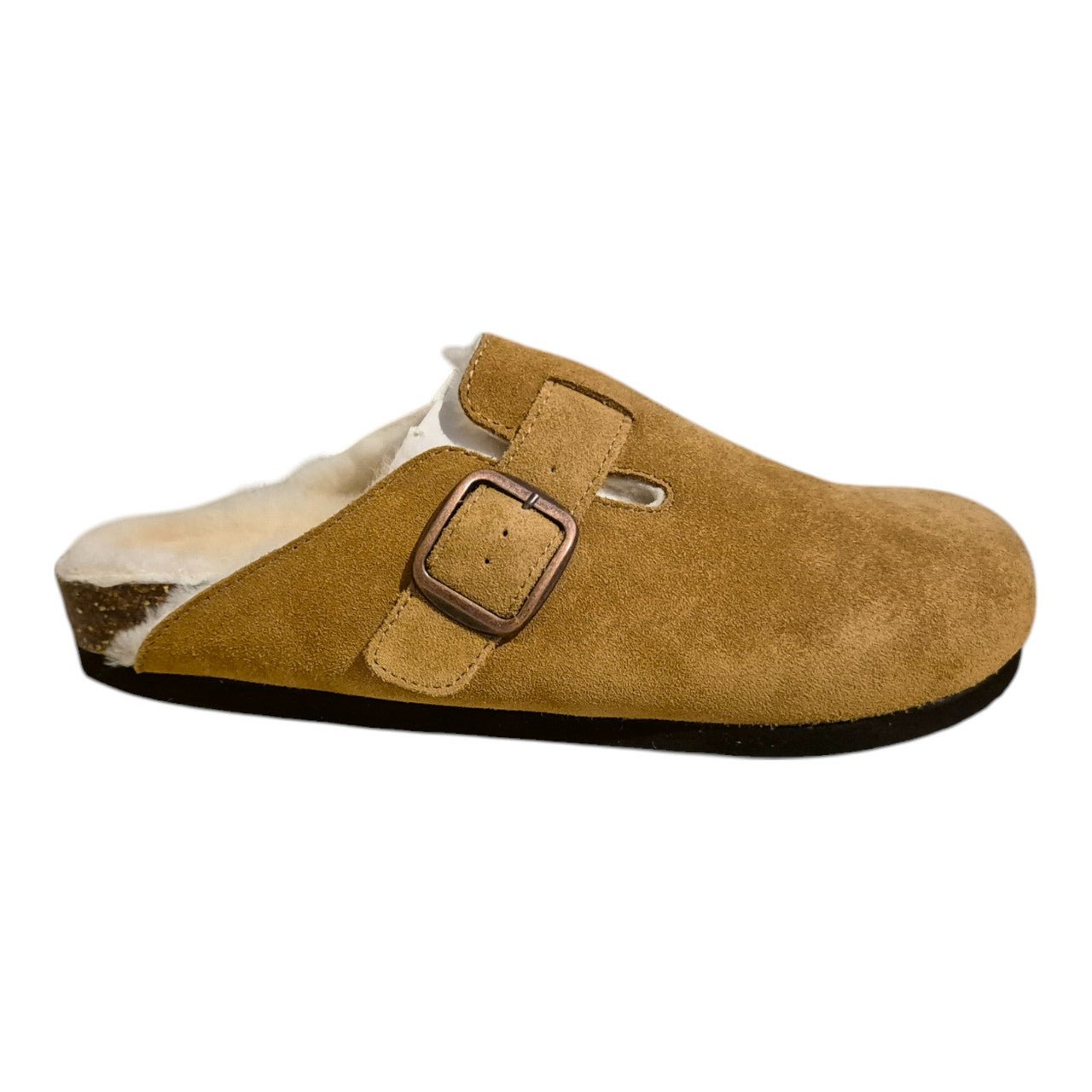 Womens Leather Mule Toe Covered Sandals Brown - Renna Clothing