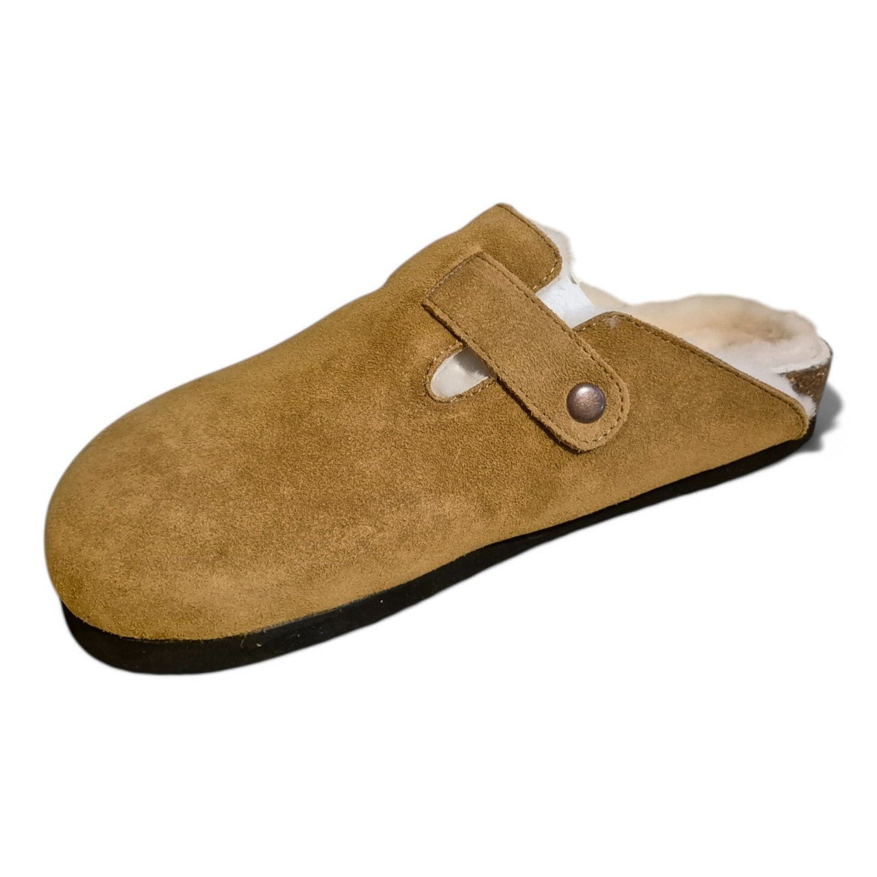 Womens Leather Mule Toe Covered Sandals Brown - Renna Clothing