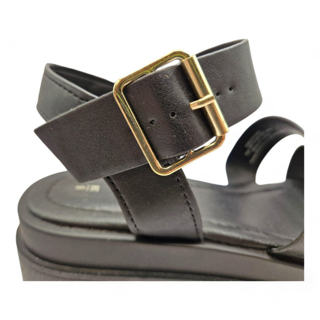 Women's Three Strap Gladiator EEE Wide Fit Sandals Black - Renna Clothing