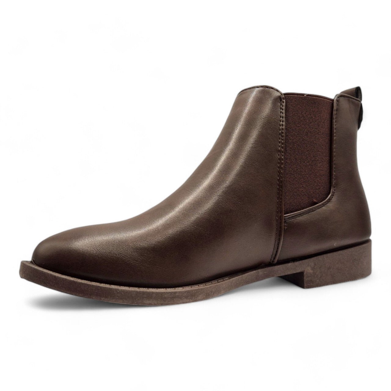 Women's Wide Fit Pull On Chelsea Ankle Boot Brown - Renna Clothing