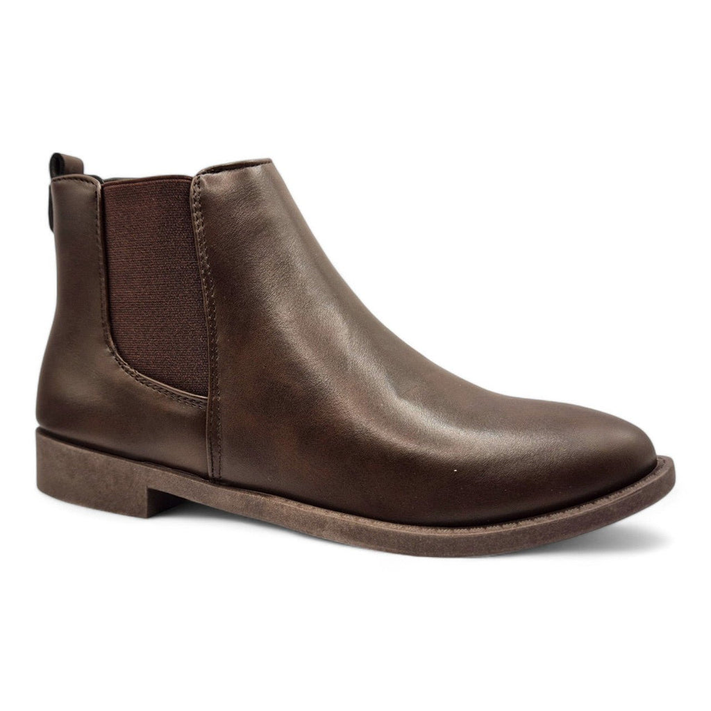 Women's Wide Fit Pull On Chelsea Ankle Boot Brown - Renna Clothing