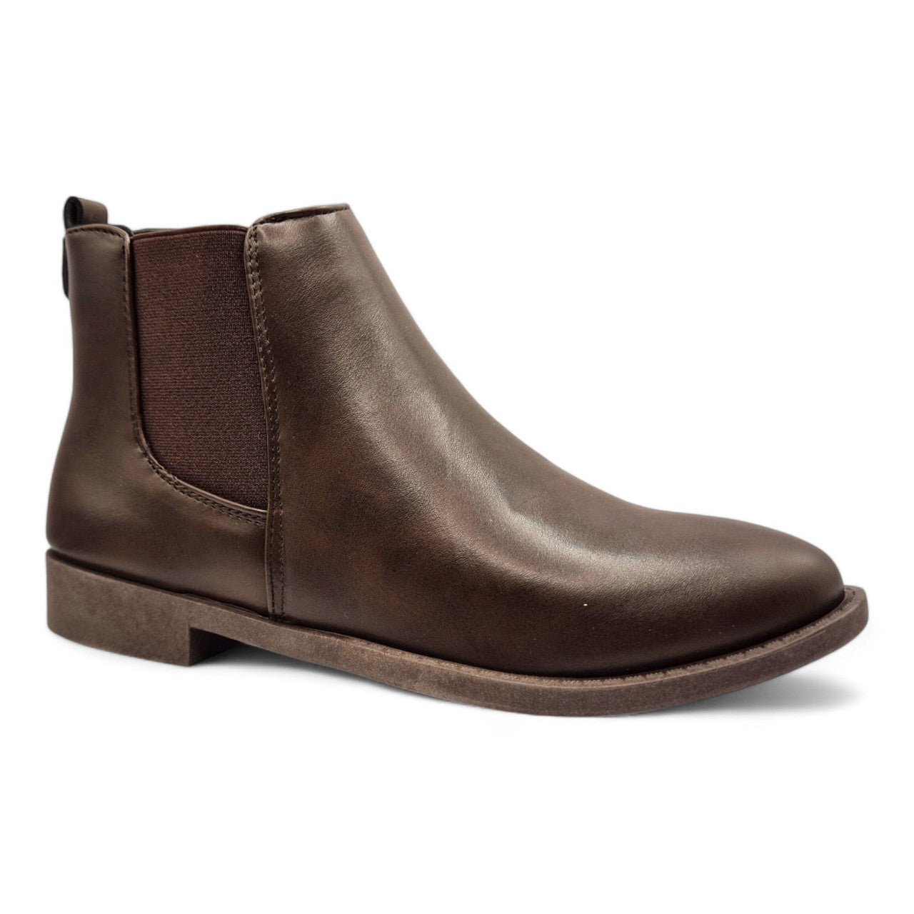 Women's Wide Fit Pull On Chelsea Ankle Boot Brown - Renna Clothing