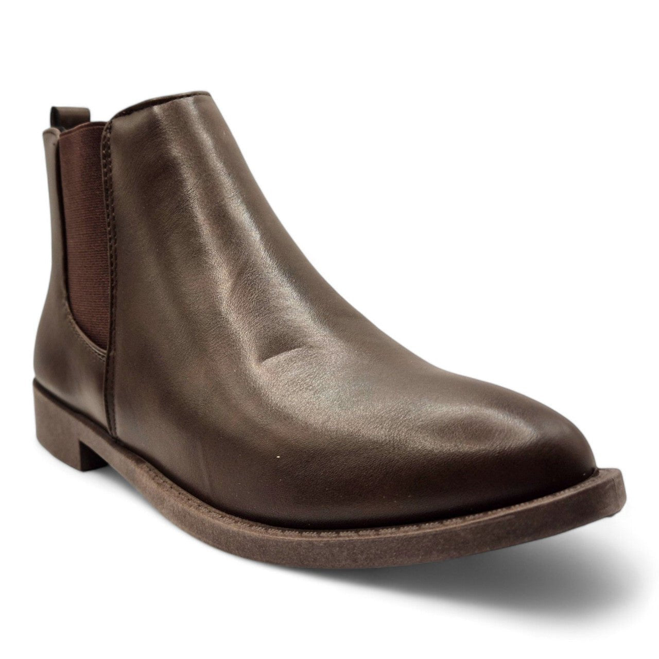 Women's Wide Fit Pull On Chelsea Ankle Boot Brown - Renna Clothing