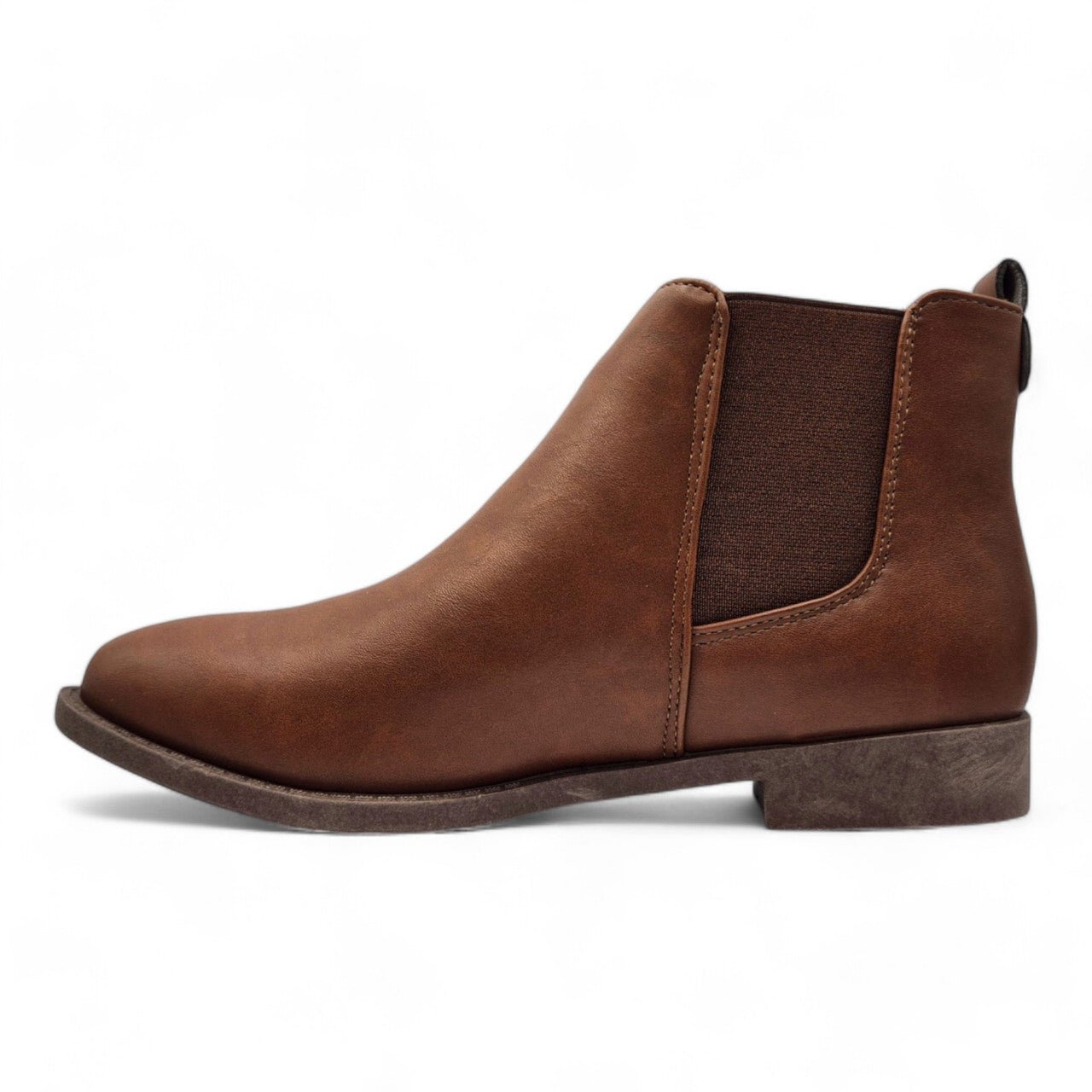 Women's Wide Fit Pull On Chelsea Ankle Boot Tan - Renna Clothing