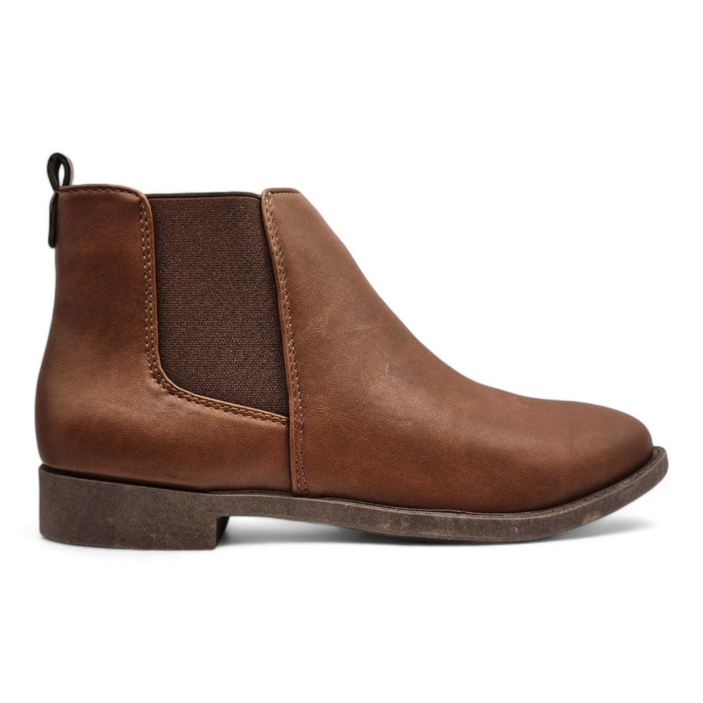 Women's Wide Fit Pull On Chelsea Ankle Boot Tan - Renna Clothing