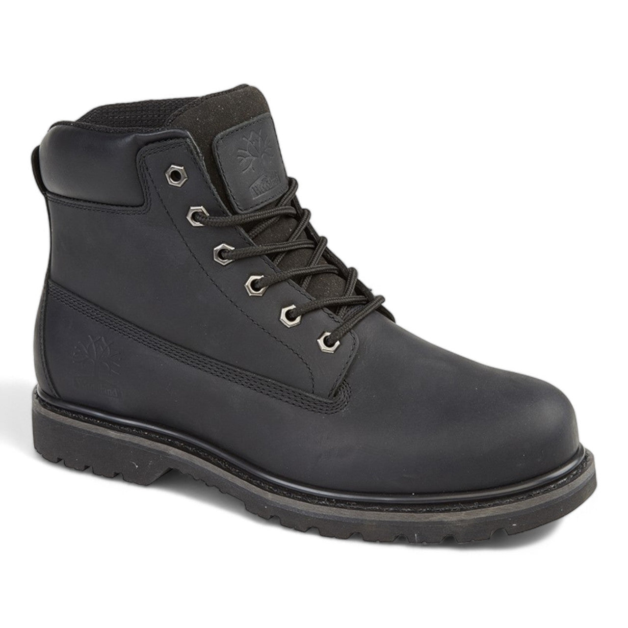Woodland Leather Hiking Work Boots Black - Renna Clothing
