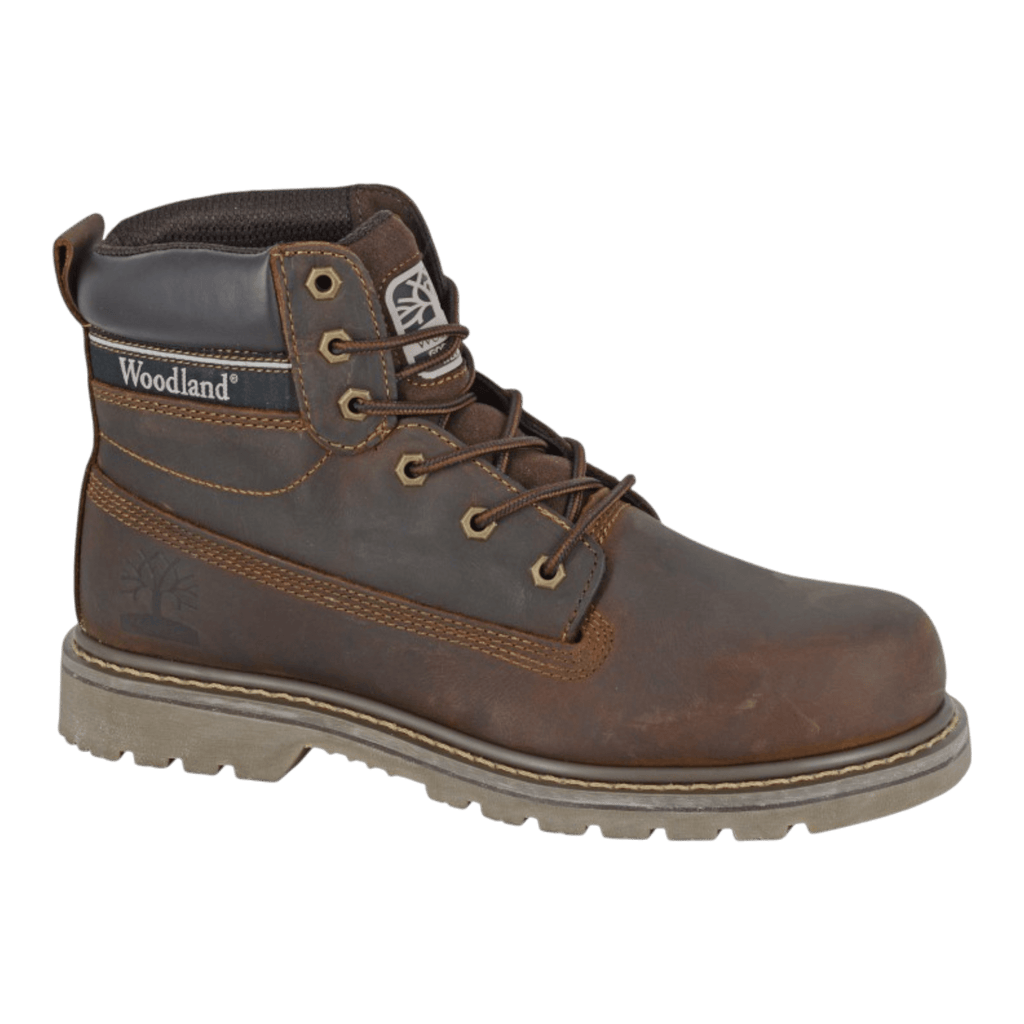 Woodland Leather Hiking Work Boots Dark Brown - Renna Clothing