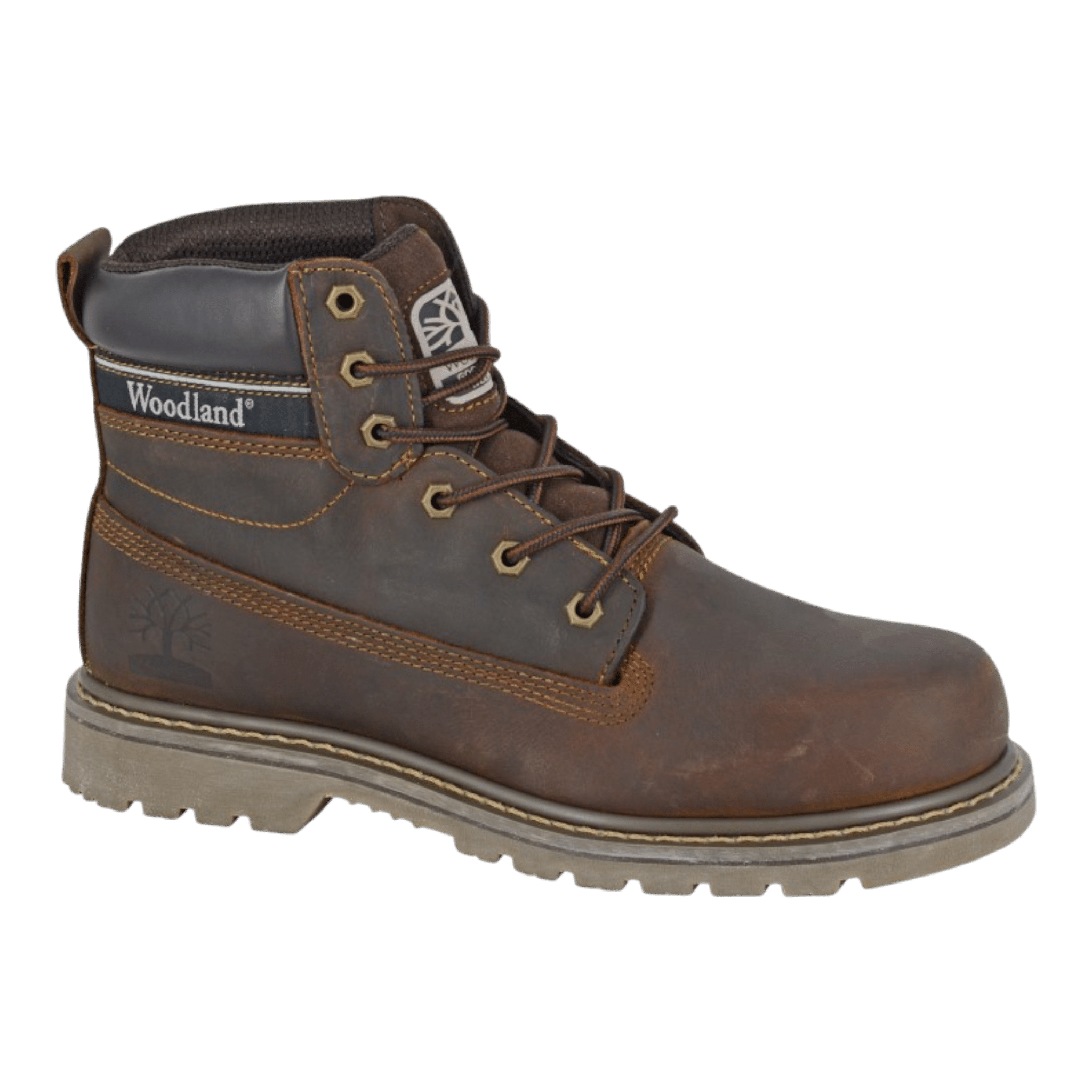 Woodland Leather Hiking Work Boots Dark Brown - Renna Clothing